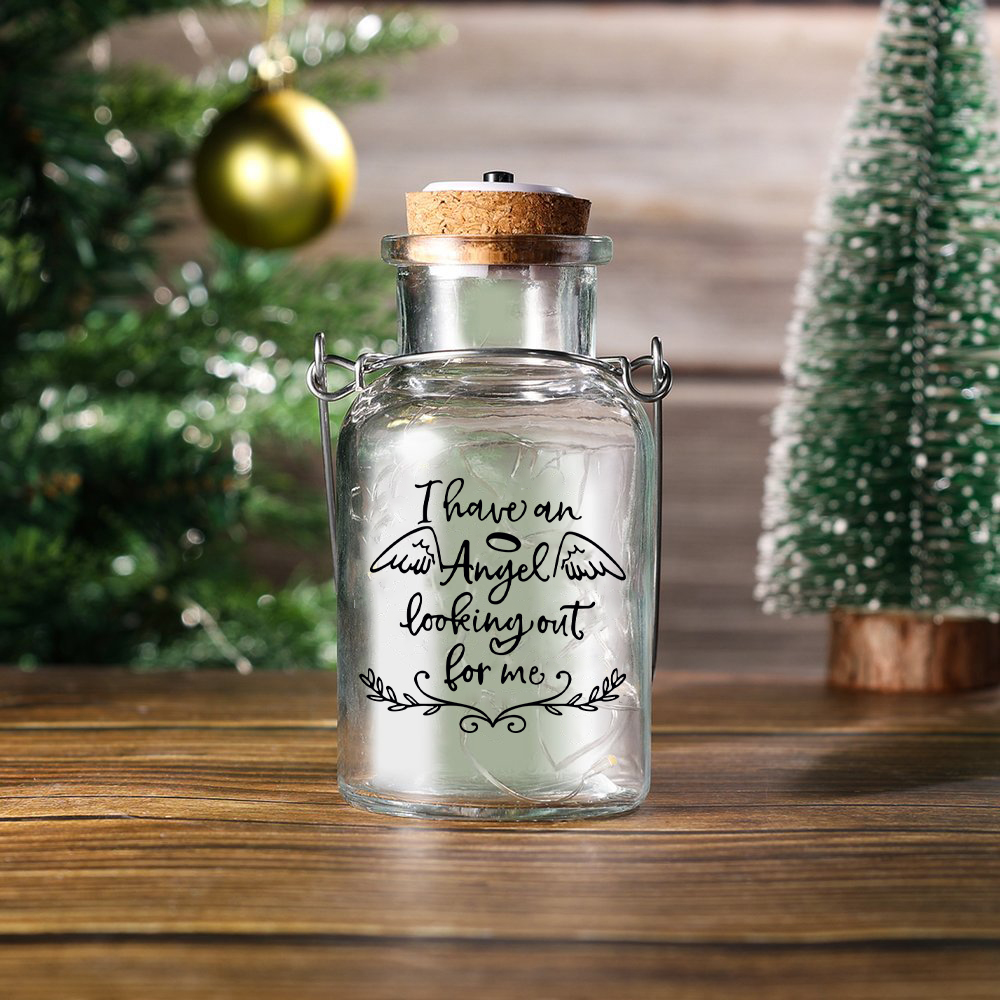 Memorial Jar Night Light - I Have An Angel Looking Out For Me - LED Lamp Memorial Bottle-Jessemade AU