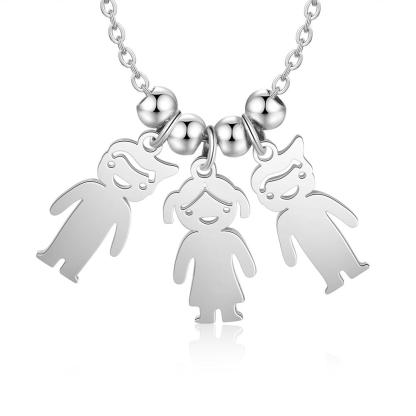 Personalised 3 Kids Charm Necklace Engraved Names Gifts for Mother-Jessemade AU