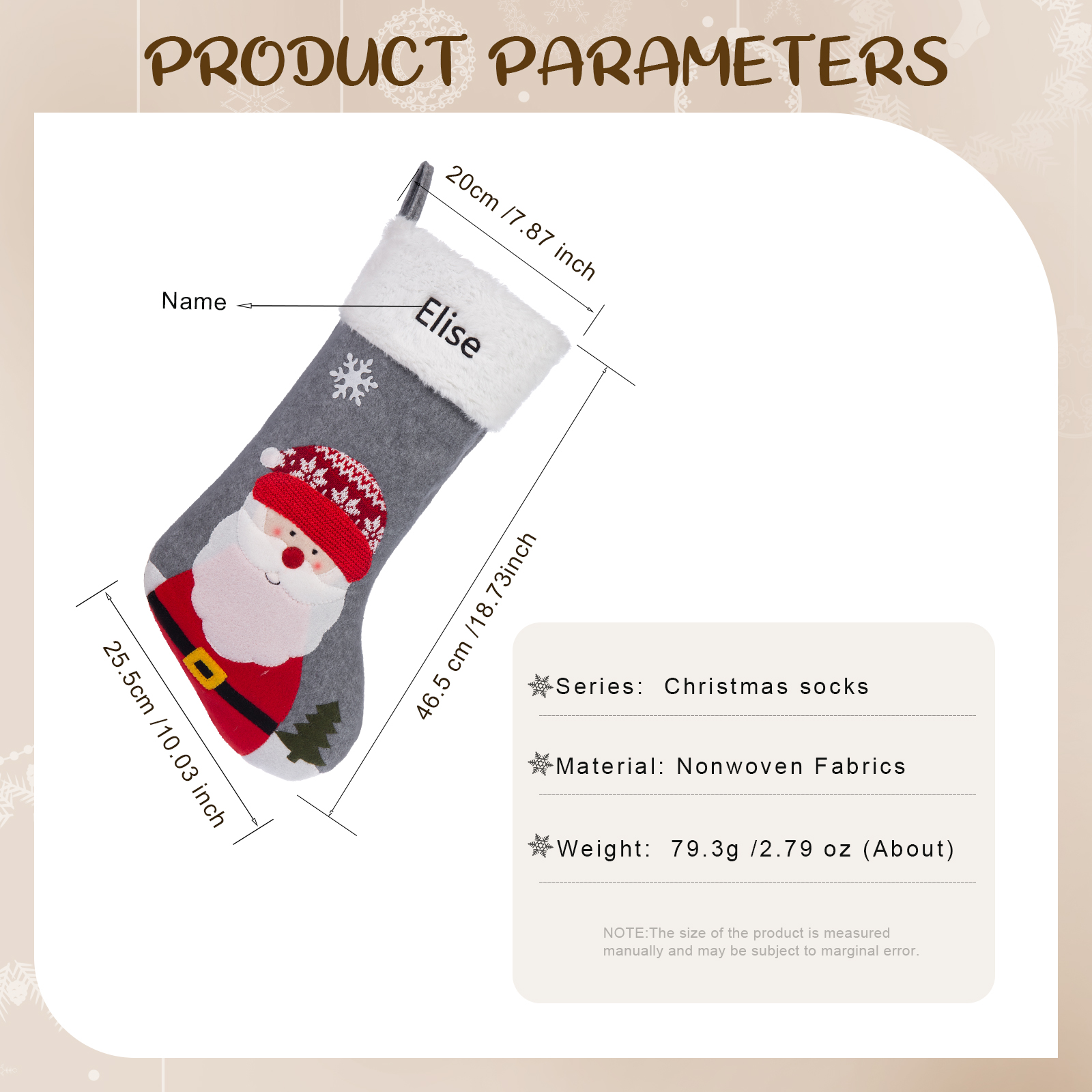 Customised 1 Name Christmas Stockings Ornaments Personalised Christmas Gray Gifts for Family Friends-Jessemade AU