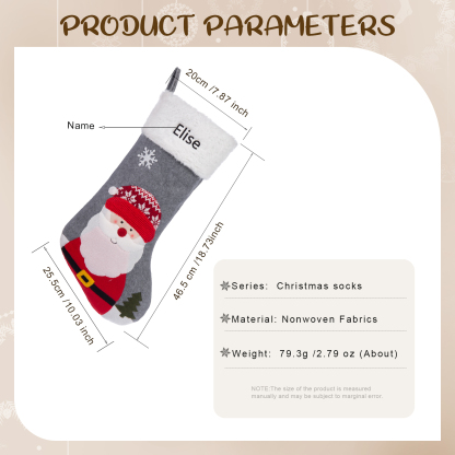 Customised 1 Name Christmas Stockings Ornaments Personalised Christmas Gray Gifts for Family Friends-Jessemade AU