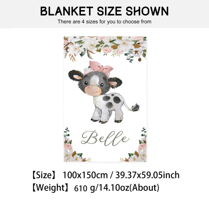 Personalised Dairy Cattle Blanket Custom Name Cute Cartoon Blanket-Jessemade AU