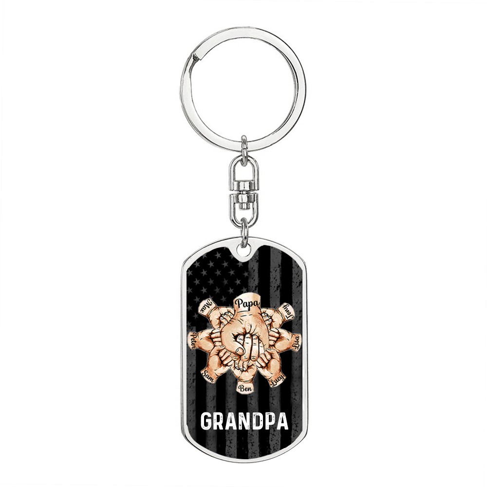 Custom Fist Bump Keychain Engrave 8 Names Family Gifts For Father/Grandpa-Jessemade AU
