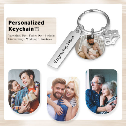 Personalised Photo Keychain Custom Text Keychain Stainless Steel Gifts For Him/Her-Jessemade AU