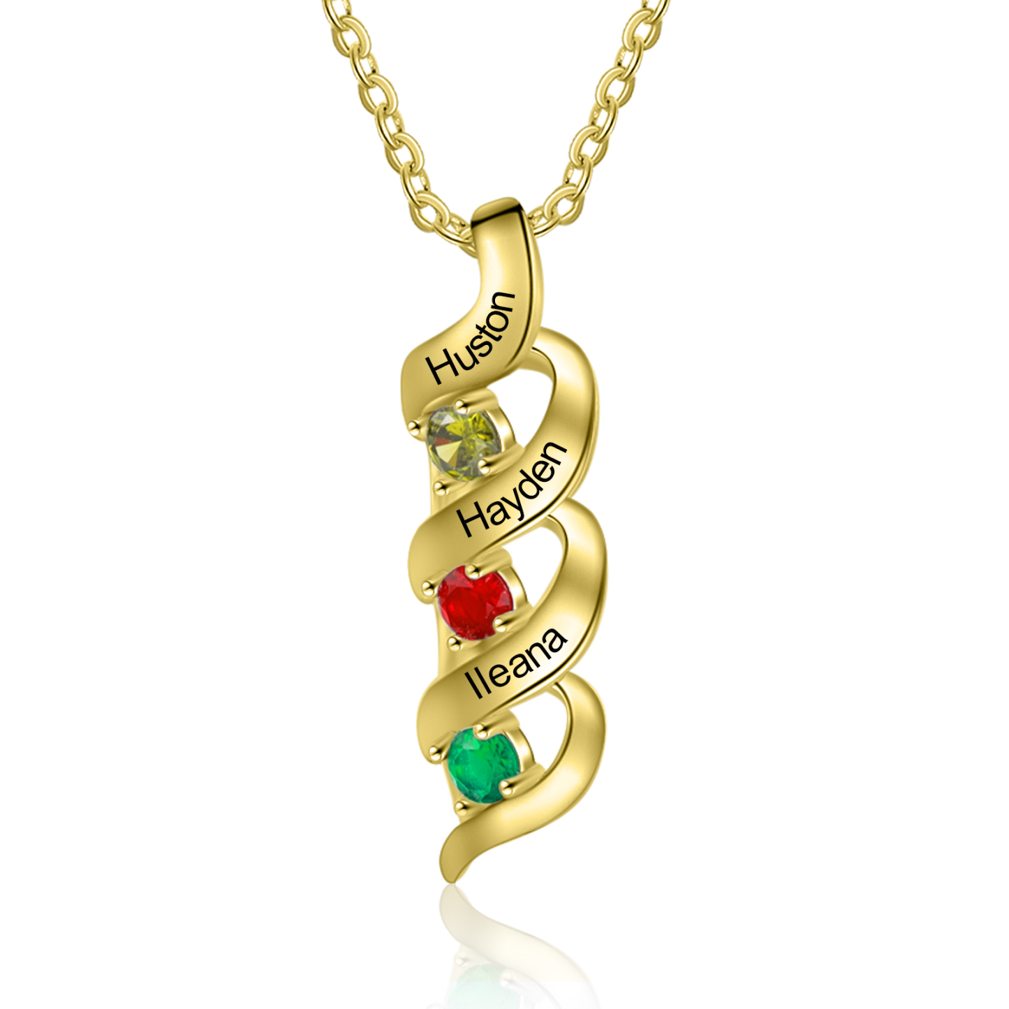 Customised Necklace Cascading Pendant with 3 Birthstones Engraving 3 Names Gifts for Her-Jessemade AU