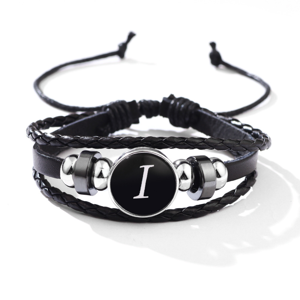 26 Letter Leather Braided Bracelets A-Z Initial Alphabet Beaded Bracelet Gifts for Women Men-Jessemade AU