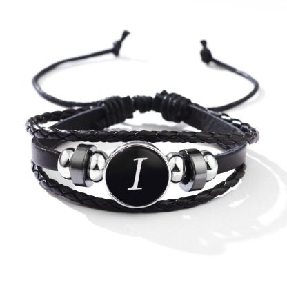 26 Letter Leather Braided Bracelets A-Z Initial Alphabet Beaded Bracelet Gifts for Women Men-Jessemade AU