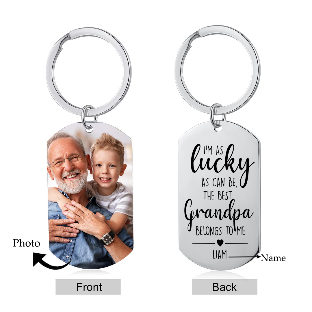Personalised Photo Keychain Custom Name Keychain Grandparents' Day Gift for Grandpa-Jessemade AU