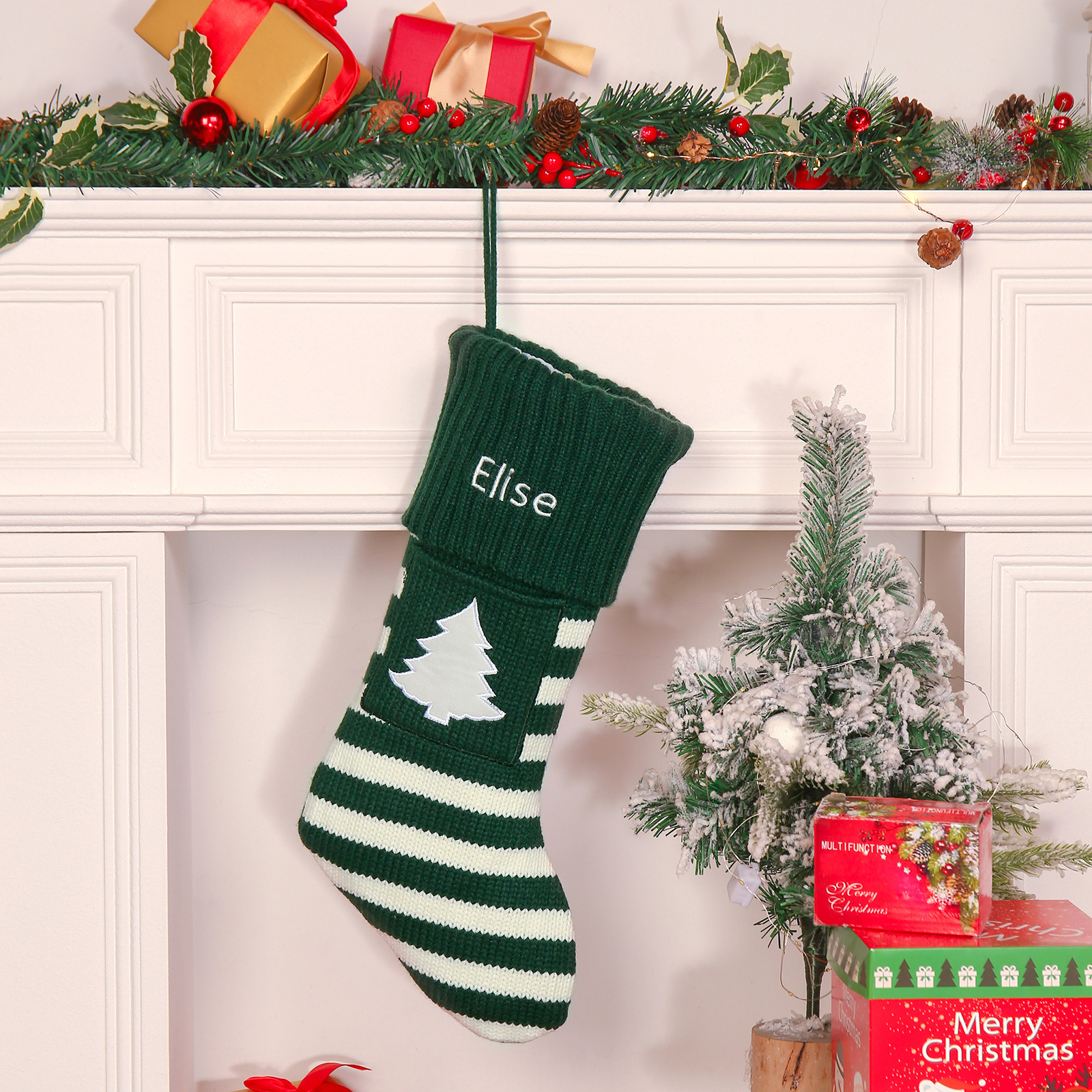 Christmas Stockings Ornaments Customised 1 Name Fireplace Decor Personalised Gifts for Family Friends-Jessemade AU