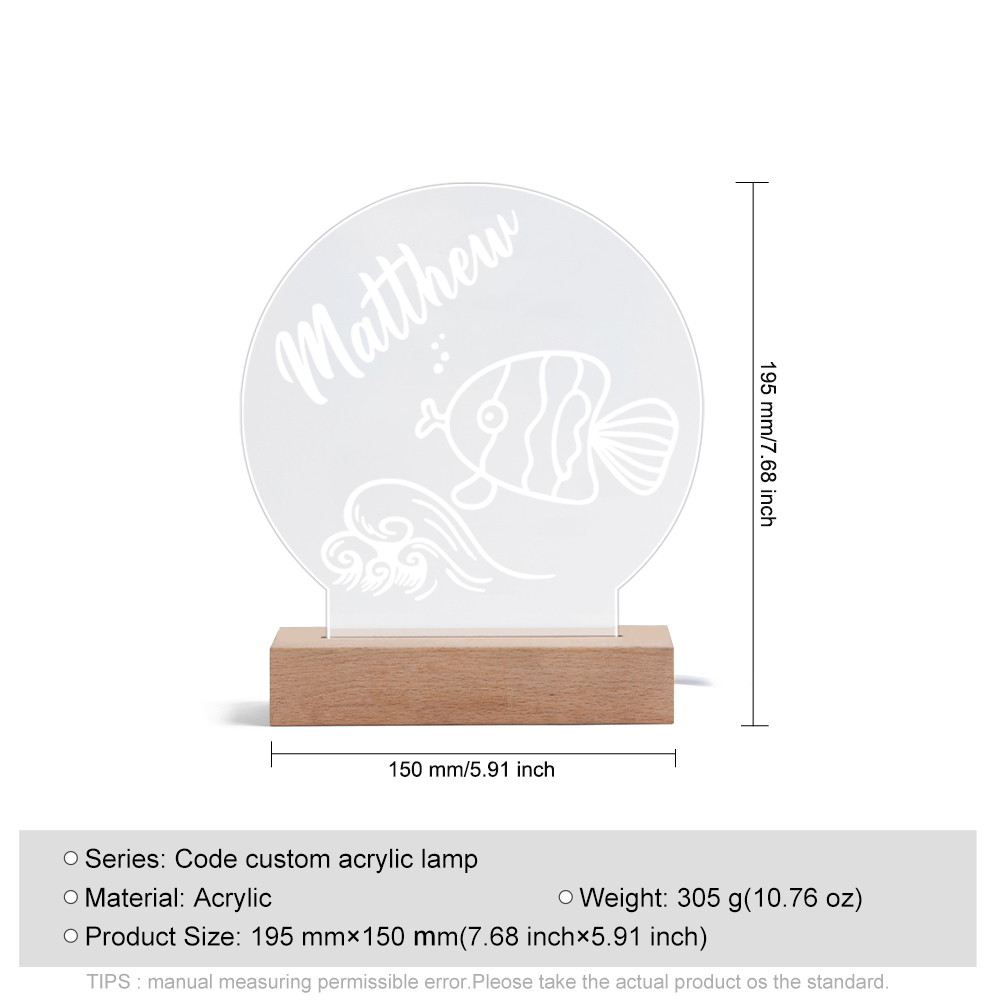 Fish Night Light Personalised Name LED Lamp Custom Animal Night Light Gifts For Kids-Jessemade AU