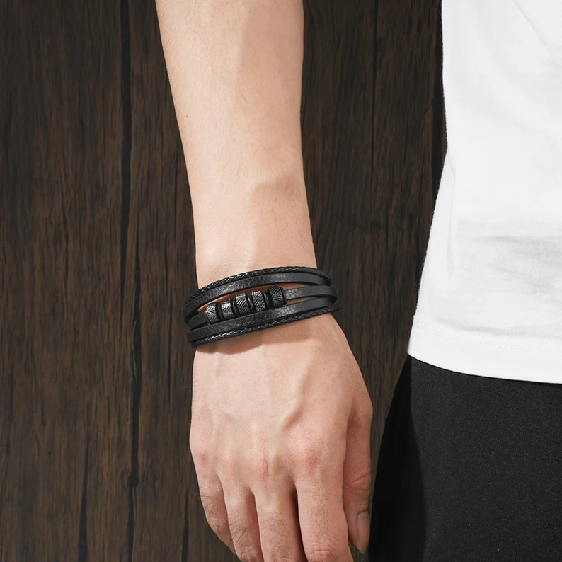 To My Grandson Leather Bracelet "I’ll always be with you" Inspirational Gifts For grandon-Jessemade AU