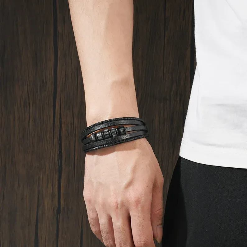 To My Grandson Leather Bracelet "I’ll always be with you" Inspirational Gifts For grandon-Jessemade AU