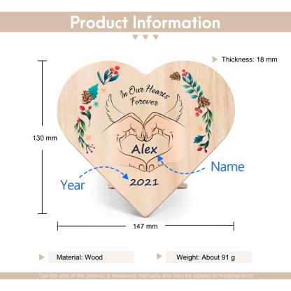 In Our Hearts Forever Memorial Wooden Heart Keepsake Desktop Ornament-Jessemade AU