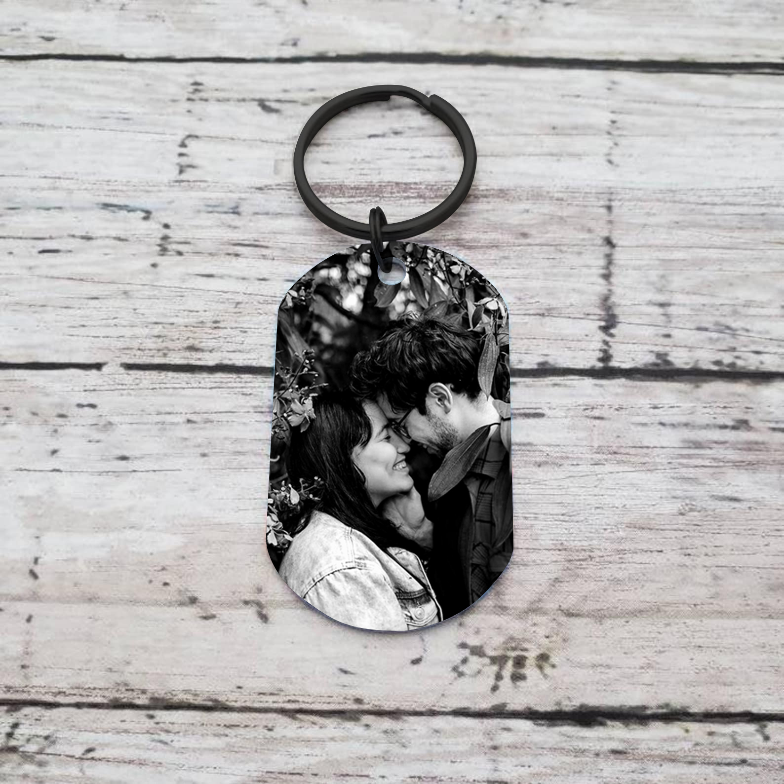 To My Love/Man Couple Keychain Custom Photo Stainless Steel Keyring Valentine's Day Gift for Couples-Jessemade AU