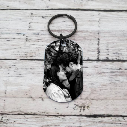 To My Love/Man Couple Keychain Custom Photo Stainless Steel Keyring Valentine's Day Gift for Couples-Jessemade AU