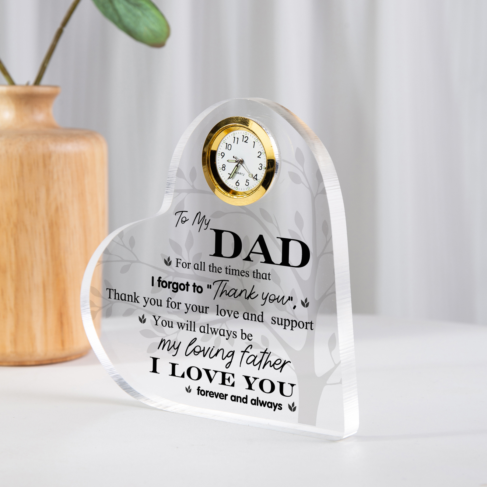 To My Dad Acrylic Heart Clock Keepsake Heart Sign - For all the times that I forgot to Thank you-Jessemade AU