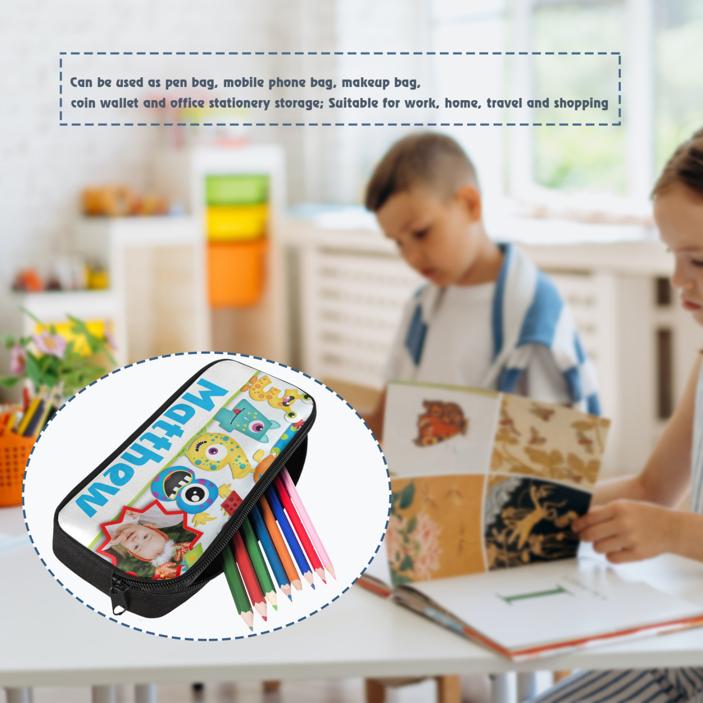 Personalised  Photo Pencil Case Custom Name Back to School Gifts for Student-Jessemade AU