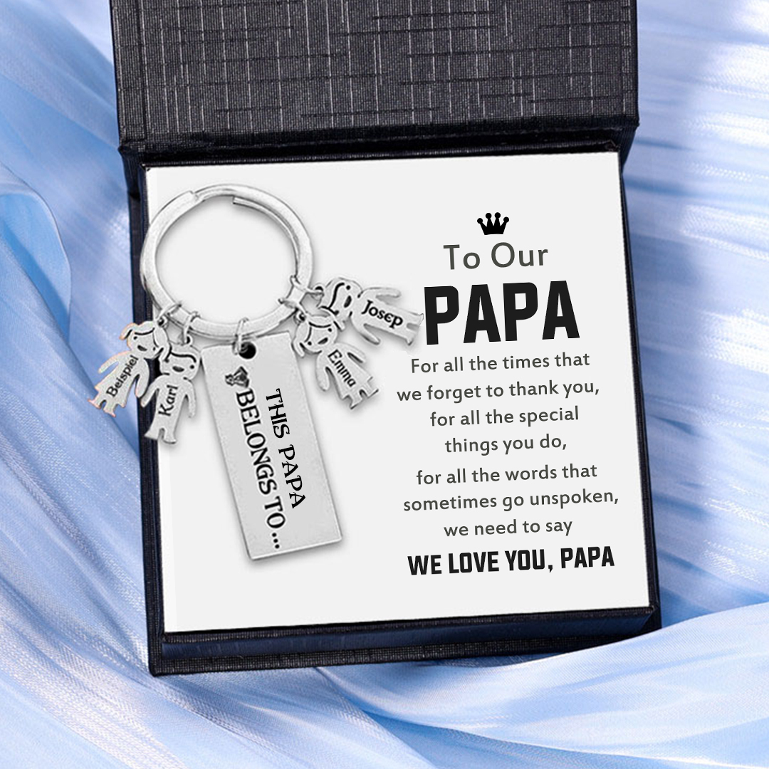4 Names-Personalised 4 Children's Name Keychain-To My Dad-Gift Box Gift Card Set-Jessemade AU