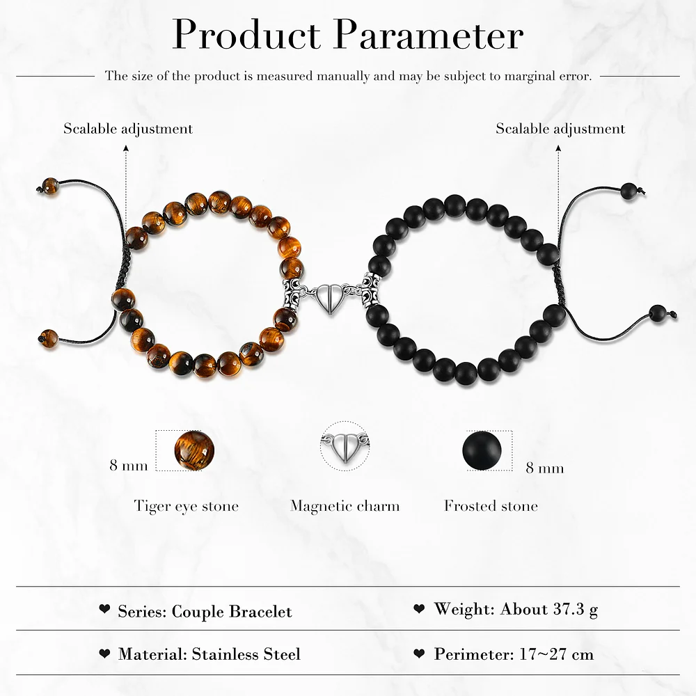 Couple Bracelets Set Magnetic Bracelet Adjustable Bracelet Valentine's Day Gift for Couples-Jessemade AU