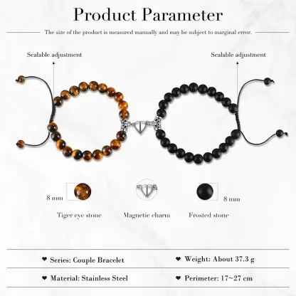 Couple Bracelets Set Magnetic Bracelet Adjustable Bracelet Valentine's Day Gift for Couples-Jessemade AU