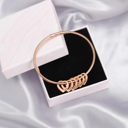 Personalised Love Bangle Bracelet with 4 Heart Charms Engraved 4 Names Bracelet for Her-Jessemade AU