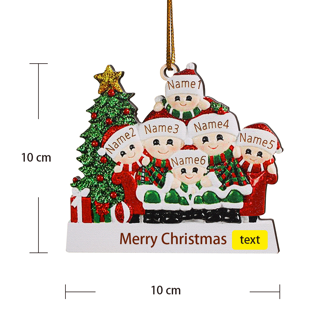 6 Names - Personalised Wooden Christmas Ornaments Customised Text & Name Xmas Decor Gifts for Family-Jessemade AU