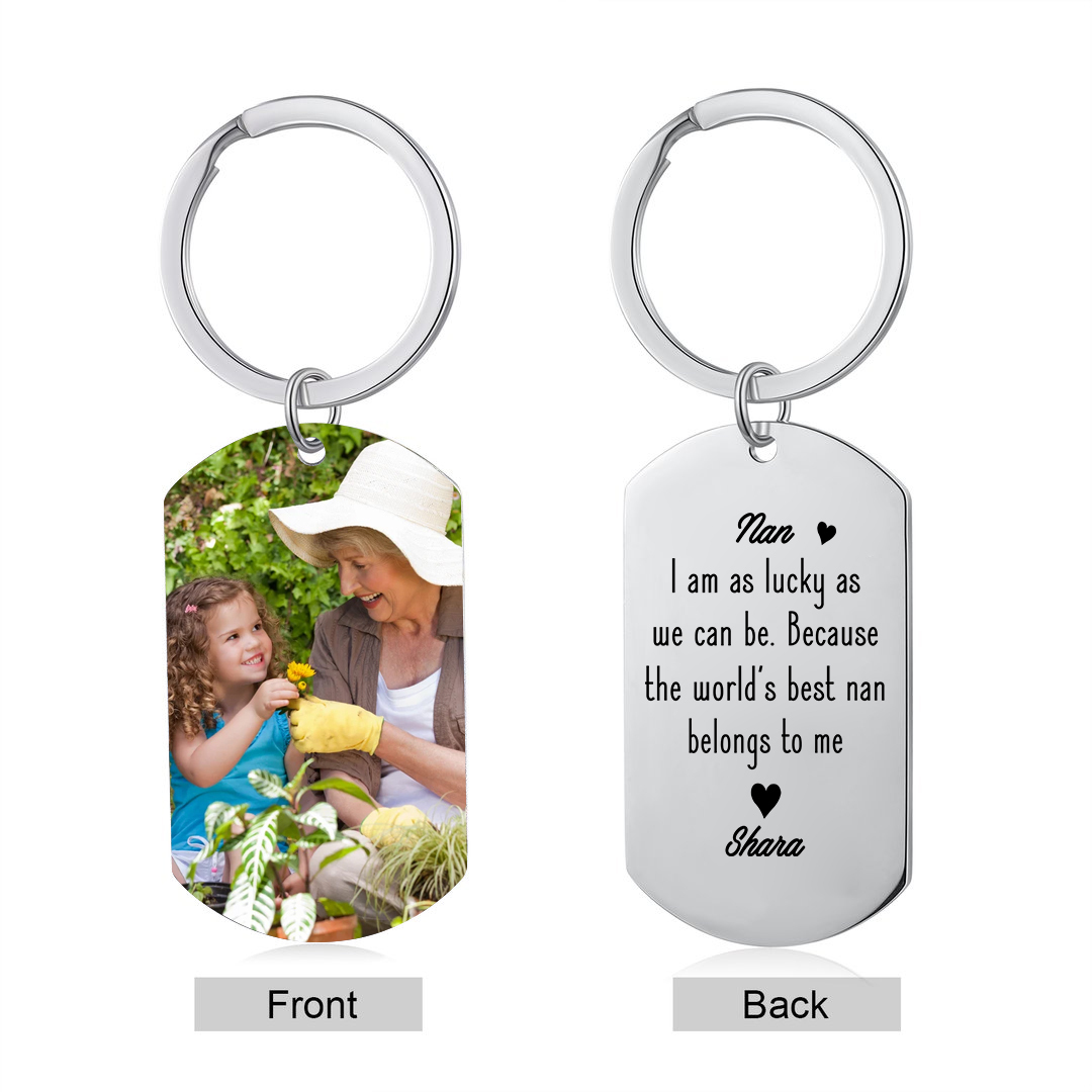 Personalised Photo & Name Keychain Gift for Grandma - I Am As Lucky As We Can Be Because The World's Best Nan Belongs To Me-Jessemade AU