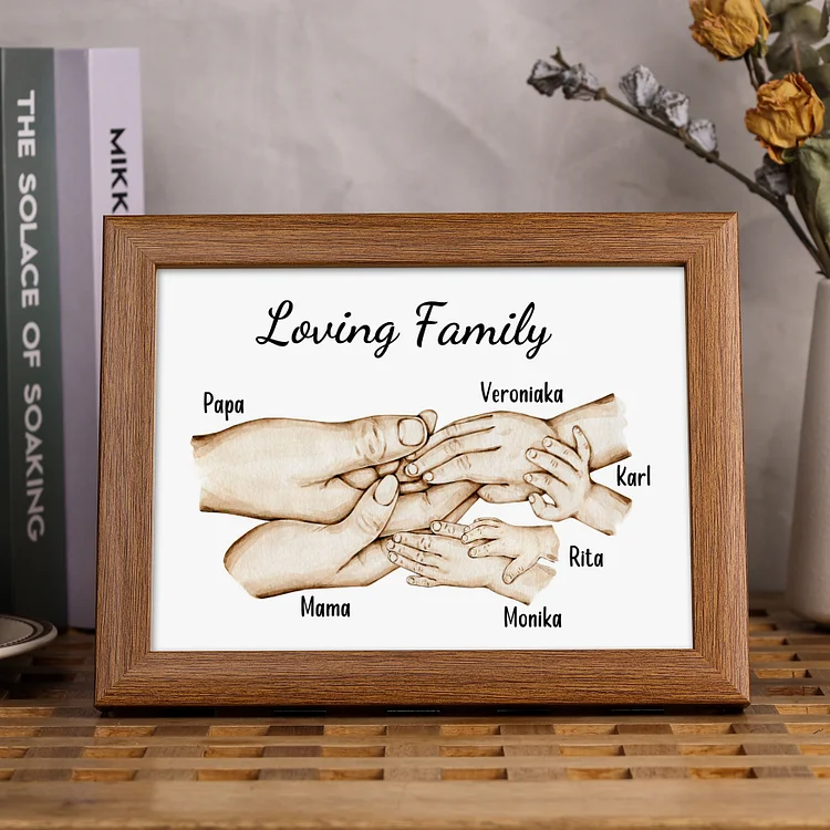 Personalised Family Holding Hands Picture Frames With Light Custom 6 Names Home Decor Gifts-Jessemade AU
