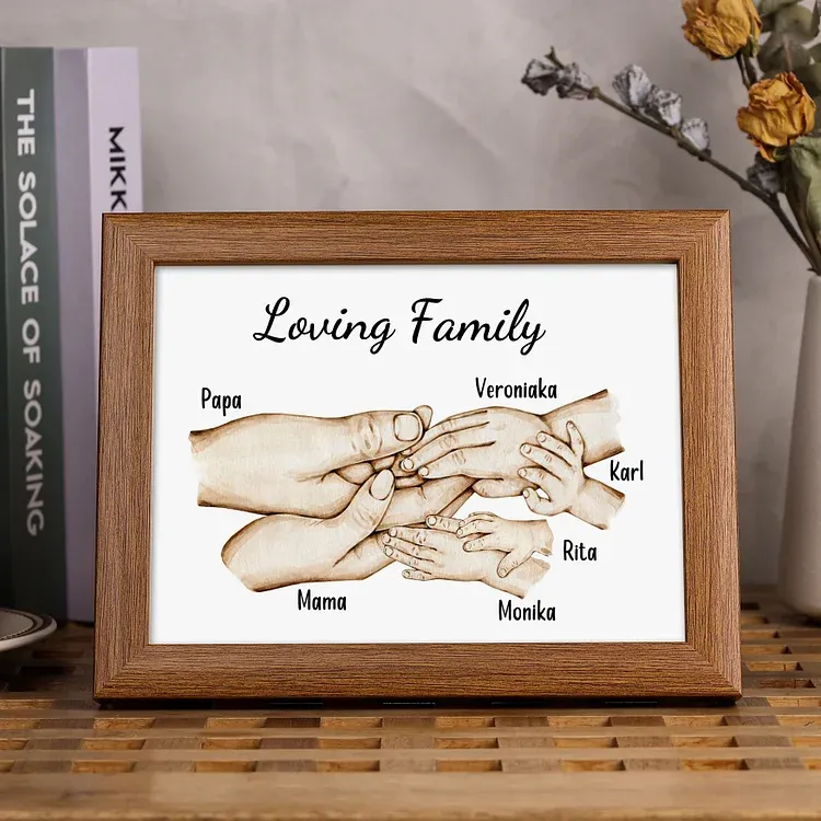 Personalised Family Holding Hands Picture Frames With Light Custom 6 Names Home Decor Gifts-Jessemade AU