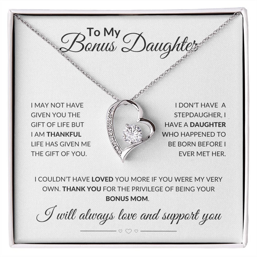 To My Bonus Daughter Heart Necklace "life has given me the gift of you" Warm Gifts For Daughter-Jessemade AU