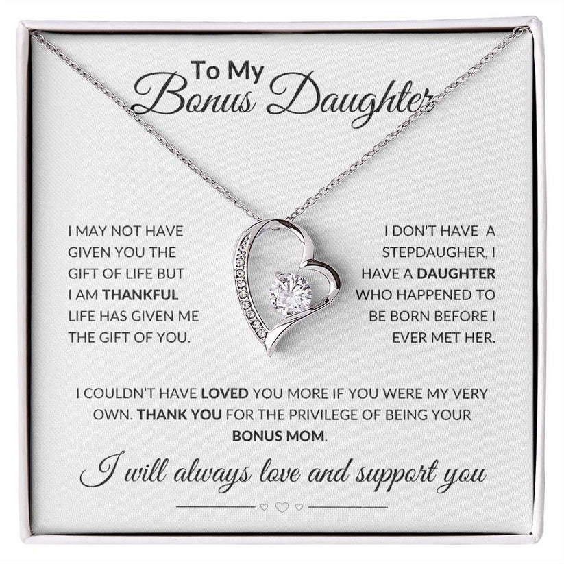 To My Bonus Daughter Heart Necklace "life has given me the gift of you" Warm Gifts For Daughter-Jessemade AU