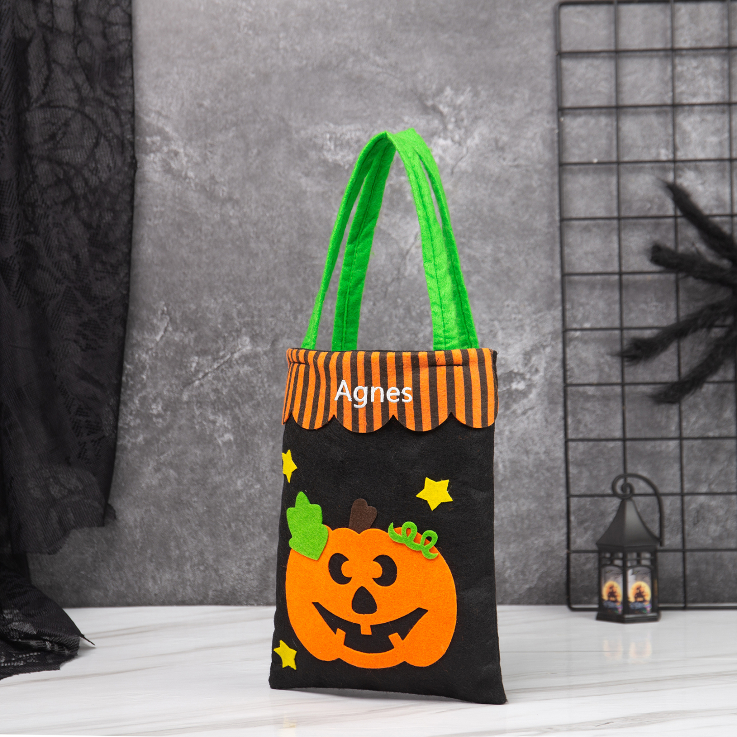 Personalised Halloween Tote Bags Custom 1 Name Tote Bag Halloween Candy Bag for Kids-Jessemade AU