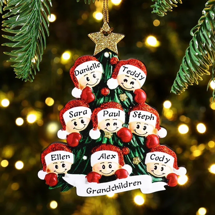 Personalised Family Christmas Ornament Custom 7 Names Hanging Ornament Gifts For Family-Jessemade AU