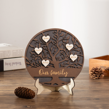 Wooden Family Tree Sign Engrave 5 Names Keepsake Gifts-Jessemade AU