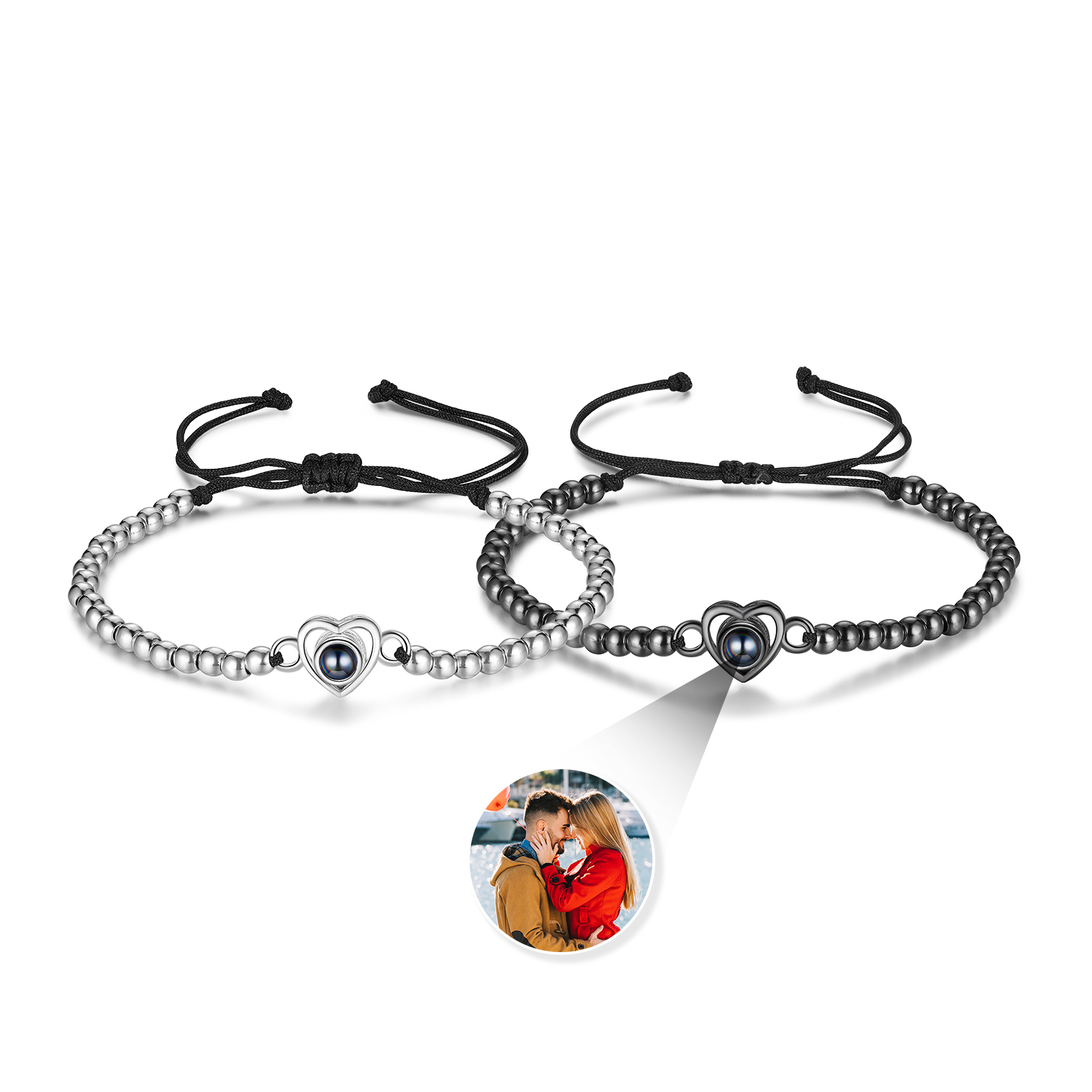 2 PCS Personalised Couple Projection Bracelet Customised 1 Photo Adjustable Bracelet Special Gift For Her/Him-Jessemade AU