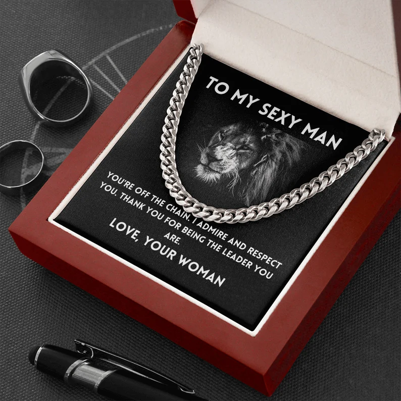 To My Sexy Man-Cuban Link Chain Necklace Gift Set "I Admire And Respect You"-Jessemade AU