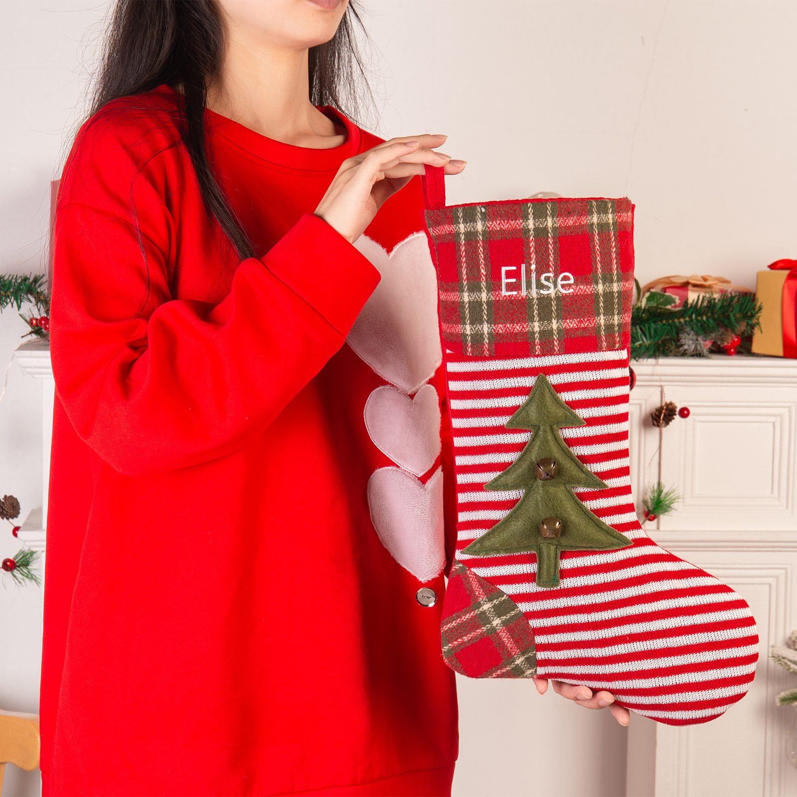 Personalised Christmas Stocking Ornaments Custom 1 Name Gift Bag Christmas Gifts for Family and Friends-Jessemade AU