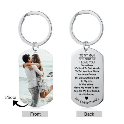 To My Love/Man Couple Keychain Custom Photo Stainless Steel Keyring Valentine's Day Gift for Couples-Jessemade AU