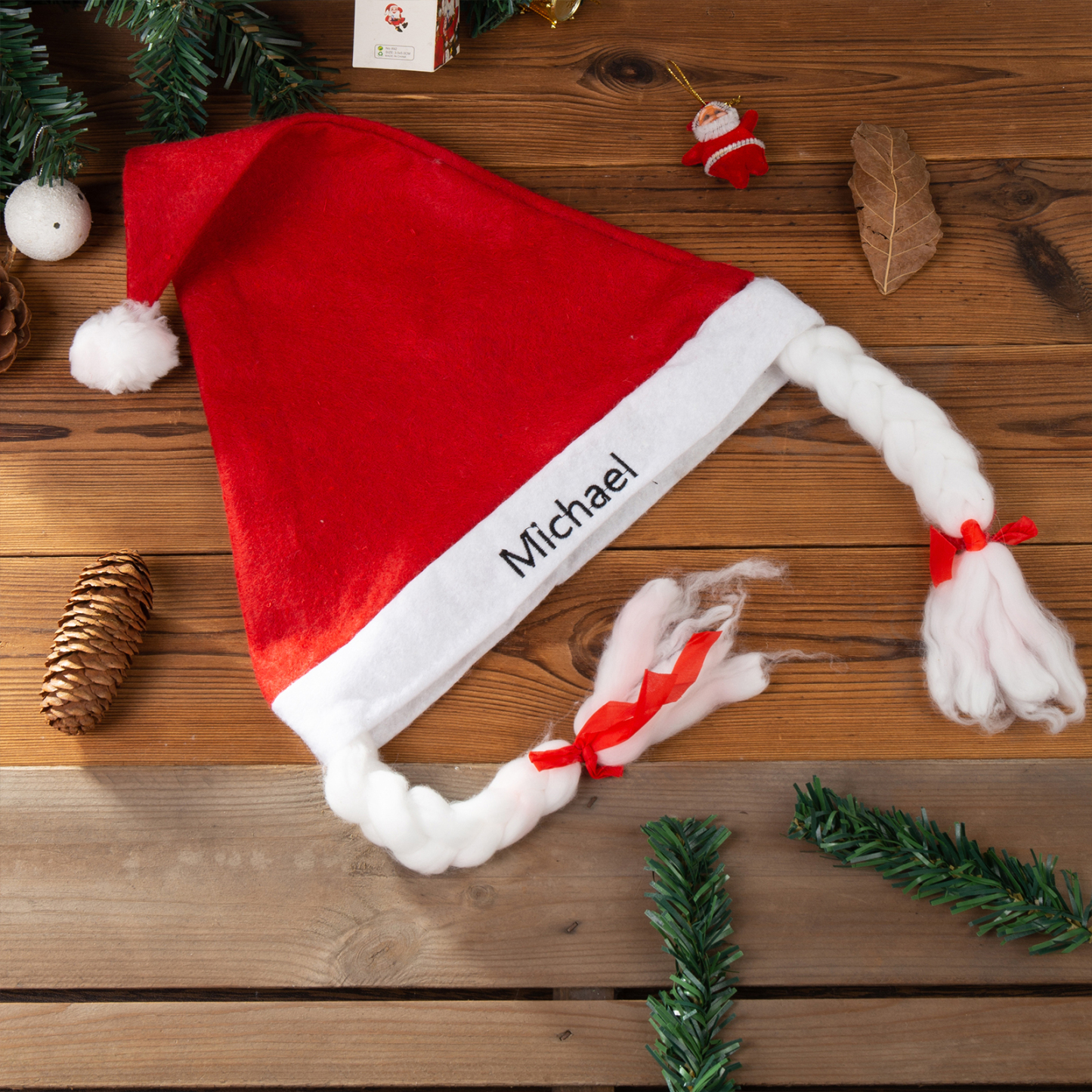 Santa Hat Needlepoint Christmas Hat Personalised Name Gifts for Family-Jessemade AU