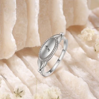 Customised 1-3 Birthflowers Ring Personalised Oval Plaque Ring Gifts for Her-Jessemade AU