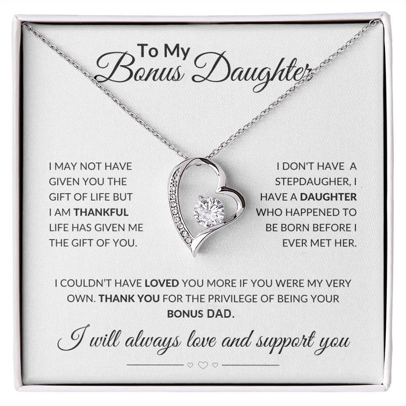 To My Bonus Daughter Heart Necklace "life has given me the gift of you" Warm Gifts For Daughter-Jessemade AU