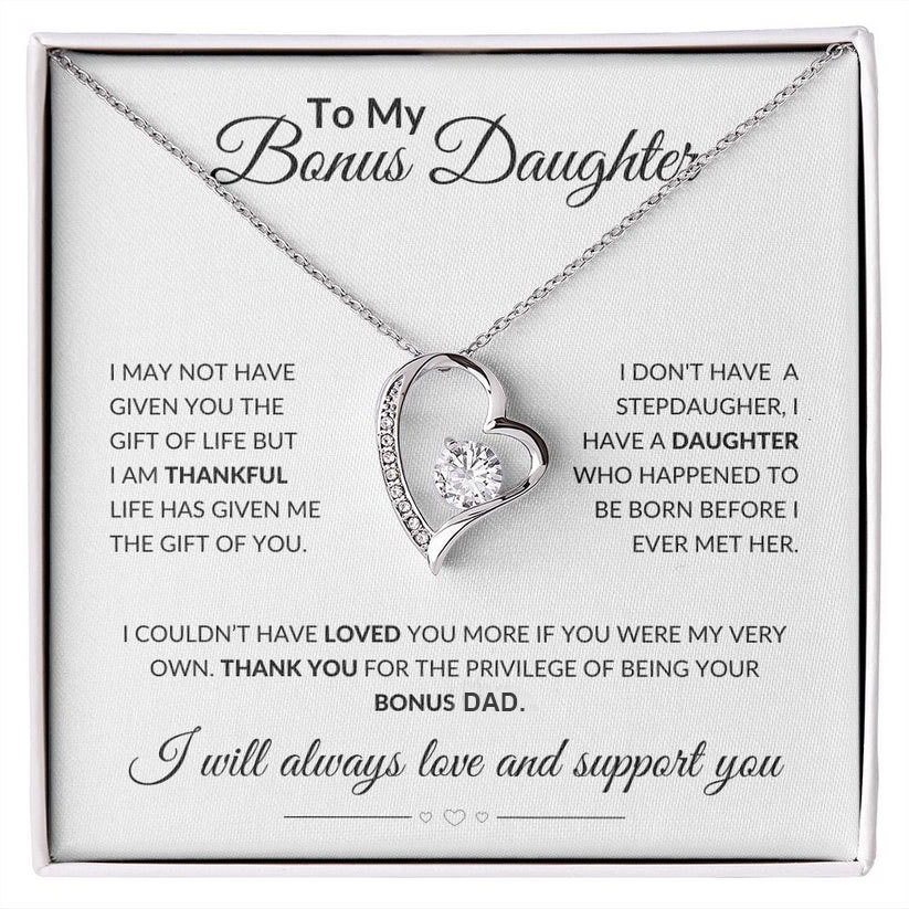 To My Bonus Daughter Heart Necklace "life has given me the gift of you" Warm Gifts For Daughter-Jessemade AU