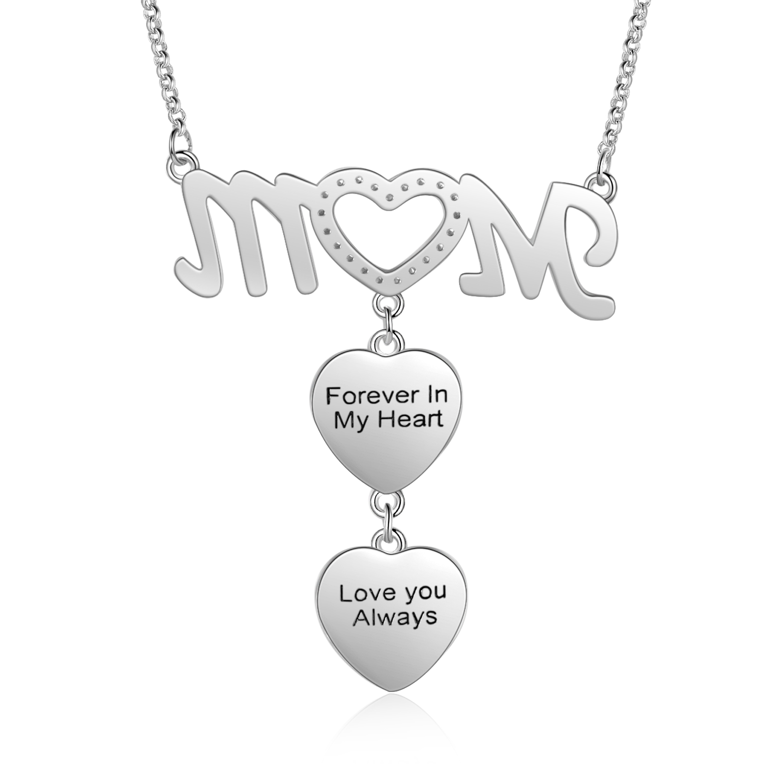 Mother's Day Gifts Personalised Mom Necklace Custom 2 Photos Heart Necklace for Mom-Jessemade AU