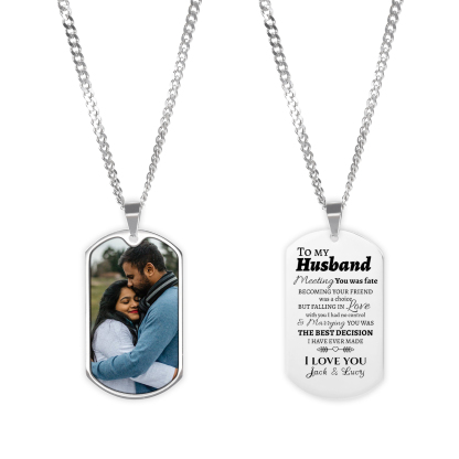 Personalised Photo Necklace Engraved Tag Keyring Gifts for Husband-Jessemade AU