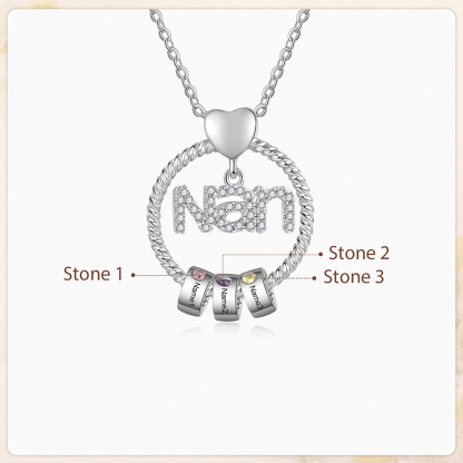 3 Names - Personalised Nan Necklace Custom Names & Birthstones Circle Pendant Necklace Gift for Grandma Nanna-Jessemade AU