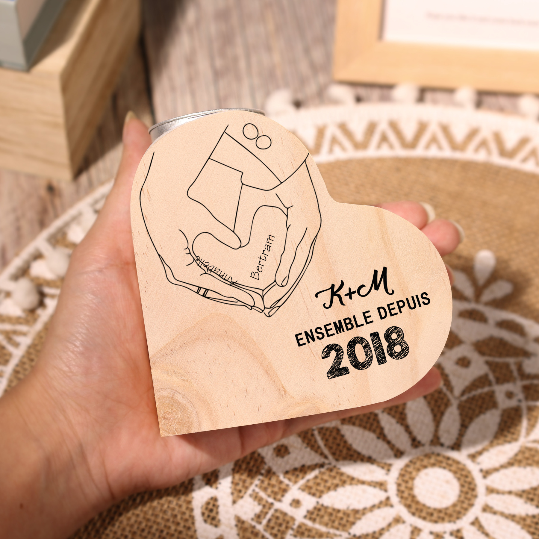 Couple Wooden Heart Candle Holder Hand Gesture Heart Promise Candlesticks-Jessemade AU