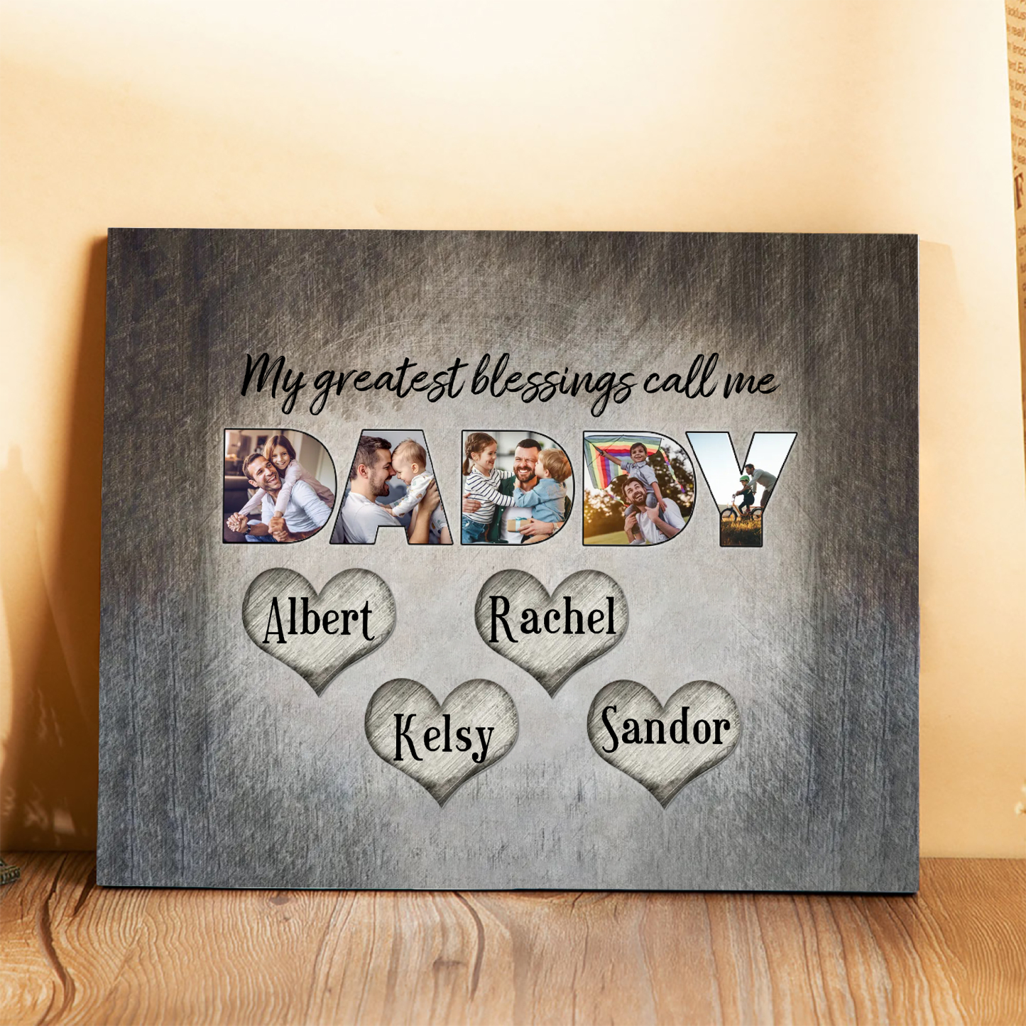 My Greatest Blessing Call Me Daddy Personalised Photo Frame Wood Signs Engrave 4 Names-Jessemade AU