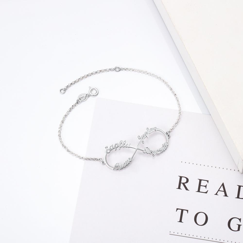 925 Sterling Silver Personalised Infinity Name Bracelets Name Bracelet-Jessemade AU