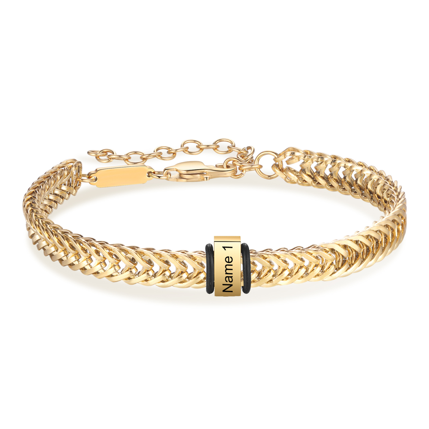 Personalised Men's Beaded Bracelet Custom 2 Names Adjustable Bracelets Stainless Steel Gifts for Him-Jessemade AU