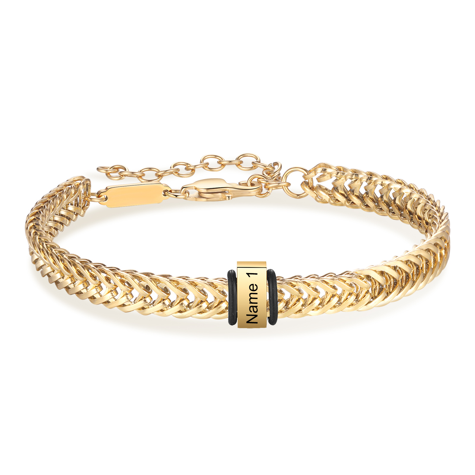 Personalised Men's Beaded Bracelet Custom 2 Names Adjustable Bracelets Stainless Steel Gifts for Him-Jessemade AU