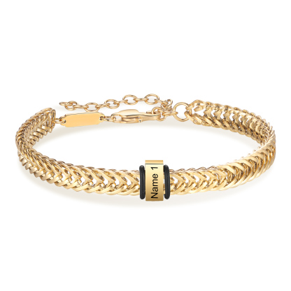 Personalised Men's Beaded Bracelet Custom 2 Names Adjustable Bracelets Stainless Steel Gifts for Him-Jessemade AU